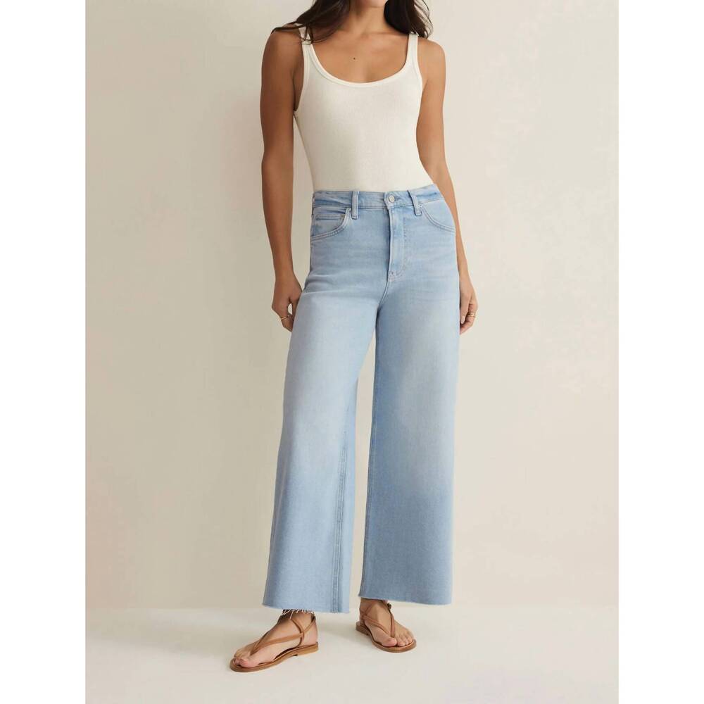 NEW Z SUPPLY nova crop high rise wide leg jeans in azul